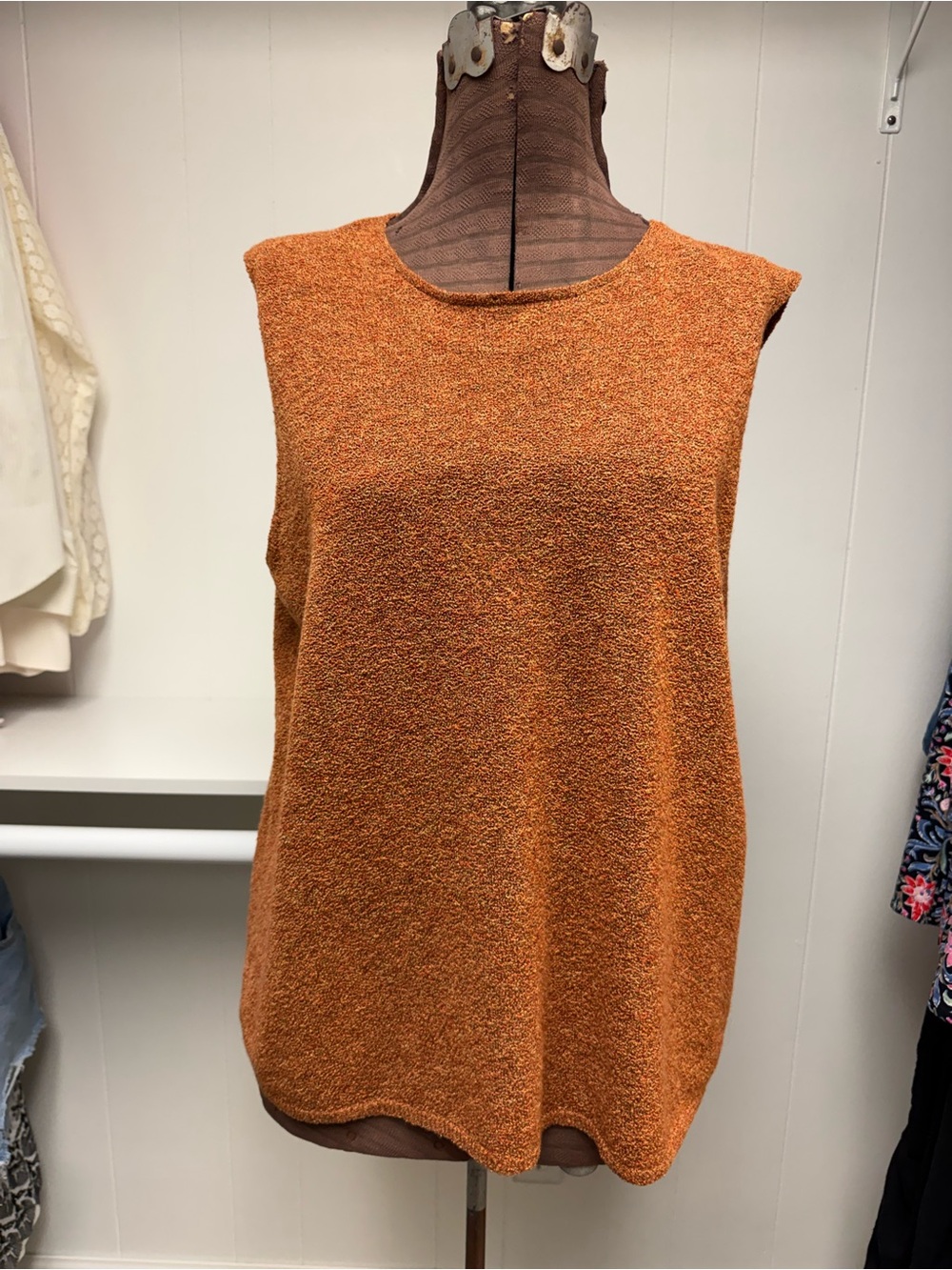 Vintage Eileen Fisher Boucle Merino Wool Knit Sleeveless Sweater Top Size 1X